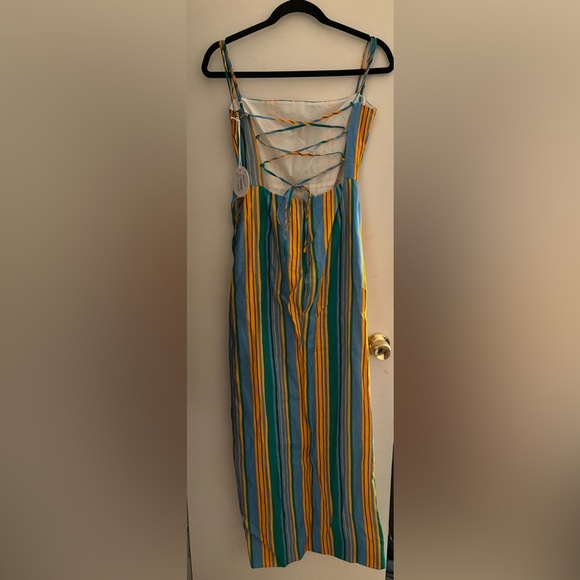 Staud Women’s Celestine Wrap-Effect Linen Stripe Ibiza Dress Size 4 - Picture 5 of 5